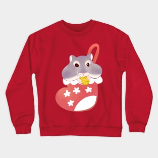 Hamster in a Christmas Stocking Munching Away Crewneck Sweatshirt